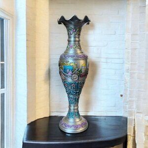 Retro Castle Zinc Alloy Enamel Vase, European Handicraft Creative Ornaments